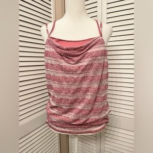 Cowl neck double tank fitted waistband
